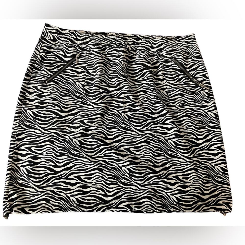 Zebra Print Midi Skirt with Pockets Chico 2)